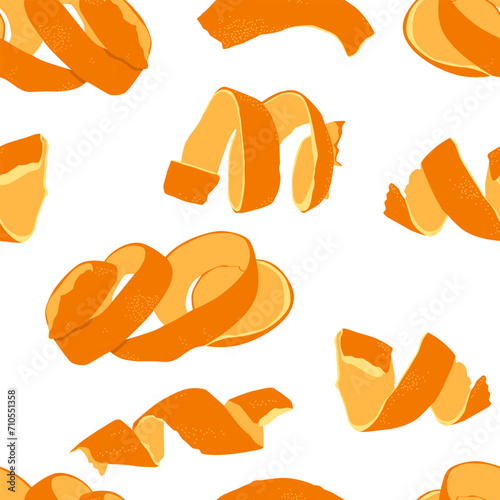 Orange peel, zest vector cartoon seamless pattern background for wallpaper, wrapping, packing, and backdrop.