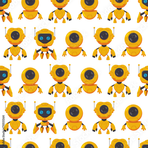 Cute robot vector cartoon seamless pattern background for wallpaper, wrapping, packing, and backdrop.