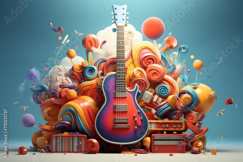 A vivid poster featuring musical elements photo