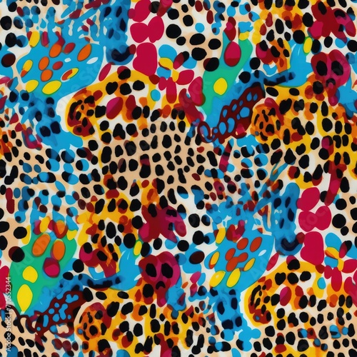 Colorful Leopard spot seamless pattern background. Wild animal vibrant multicolored cheetah skin  leo texture for fashion print design  textile  wallpaper  background  wrapping  fabric.