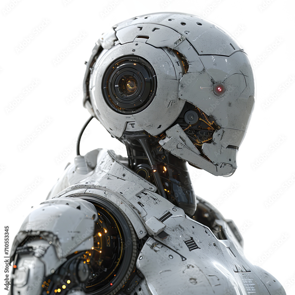 Fototapeta premium 3D Artificial Intelligence Chat Bot Neural, Isolate Images White Background