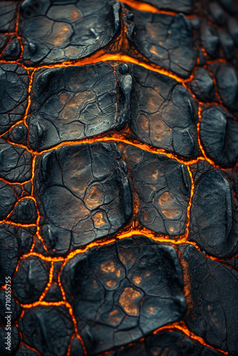 A macro shot focusing on the edge of a crocodile scale, with an emphasis on the sharpness and depth of the texture, using a mix of cool and warm tones for dramatic effect.