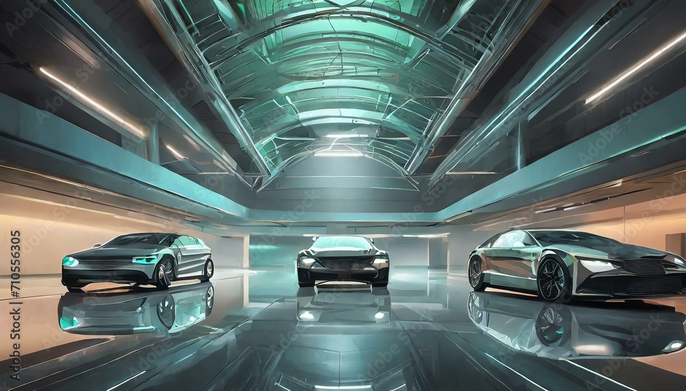 A standing light in a modern electronic car showroom A standing light in a modern electronic car showroom
