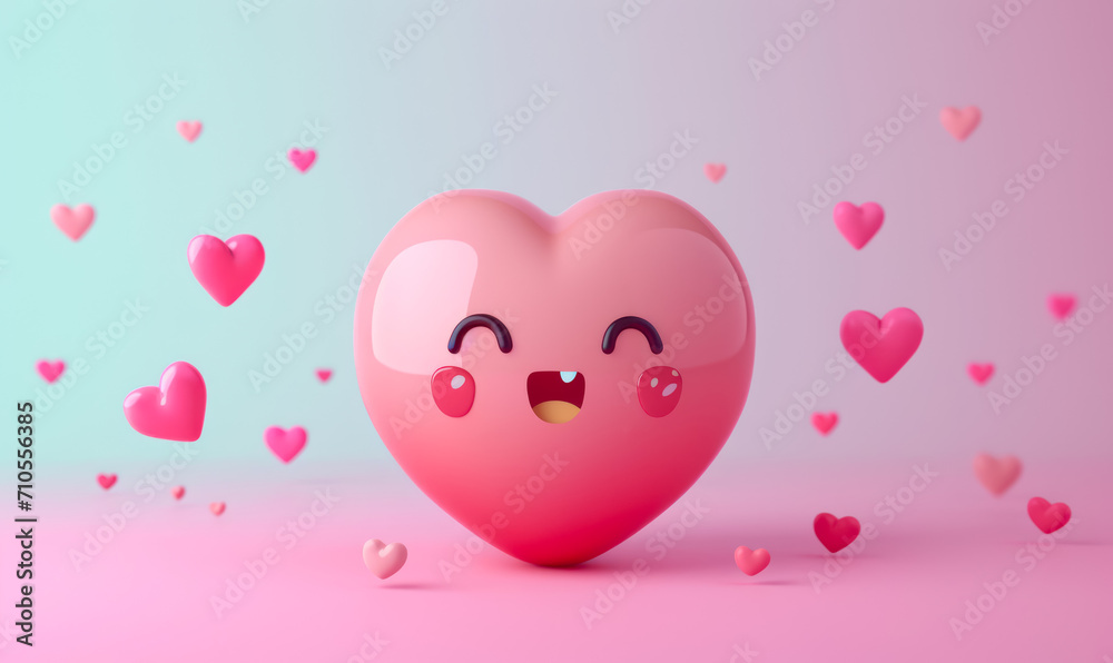 cute  kawaii character  of heart   shape with joyful face
