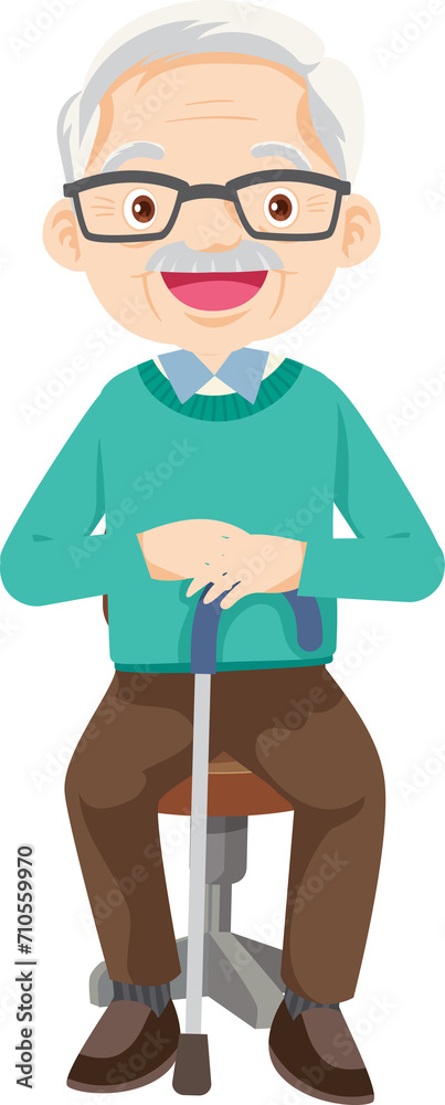 Obraz premium elderly man or grandfather in actions character