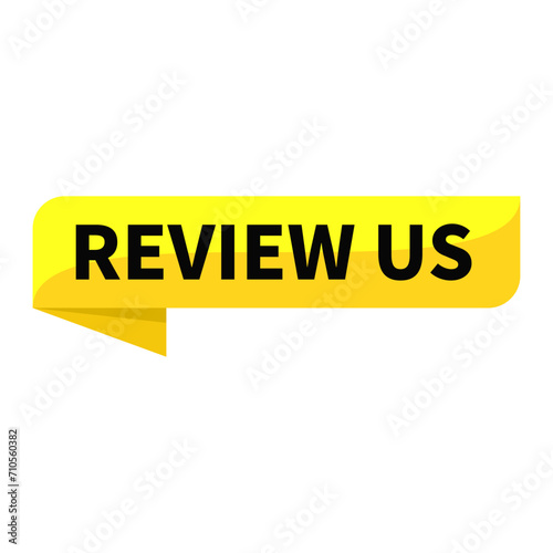 Review Us Yellow Ribbon Rectangle Shape For Feedback Information Business Marketing Social Media 