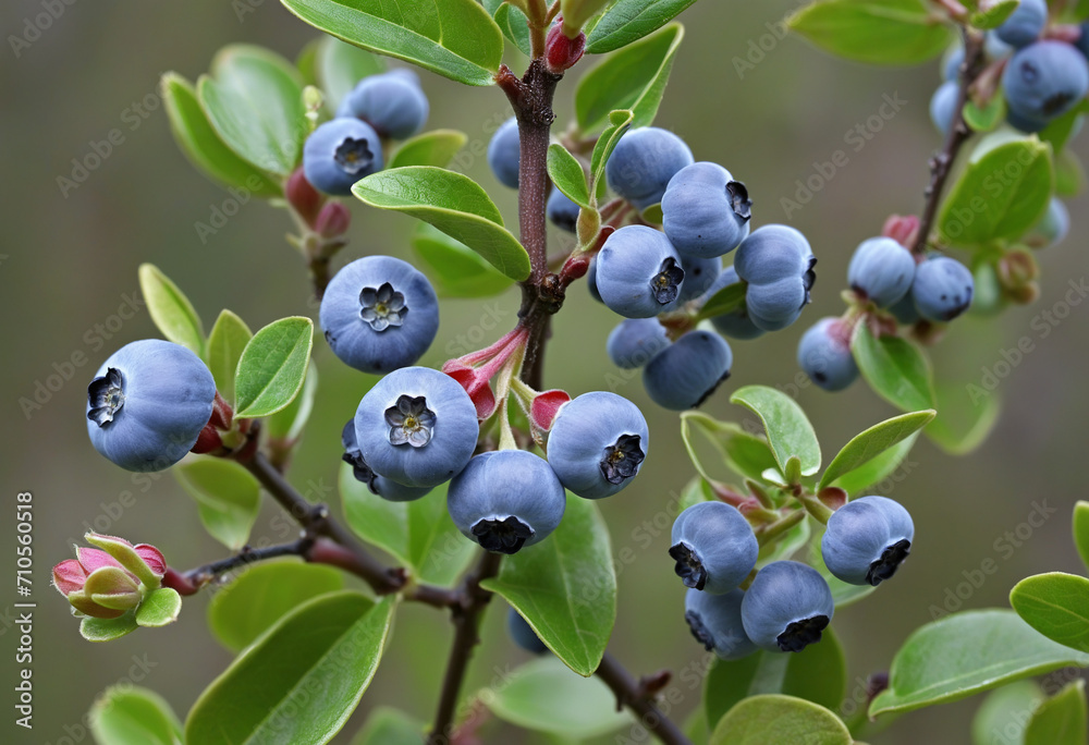 Ripe Early Lowbush Blueberries in the Garden Ripe Early Lowbush Blueberries in the Garden