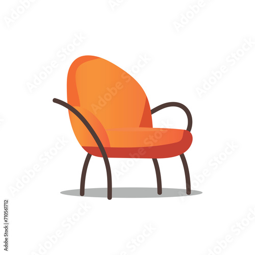 Armchair of colorful set. This artwork masterfully combines design elements to portray the allure of a chic orange armchair in a visually appealing and artistic manner. Vector illustration.