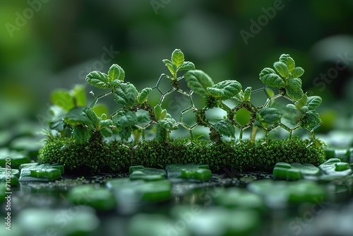 the h2o molecule in the mosscovered forest, in the style of fragmented icons, happycore, urban energy, iso 200, iconic, havencore, uhd image photo