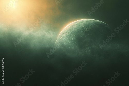 A soft ellipse planet with gentle LED lights, orbiting a neutron star. photo