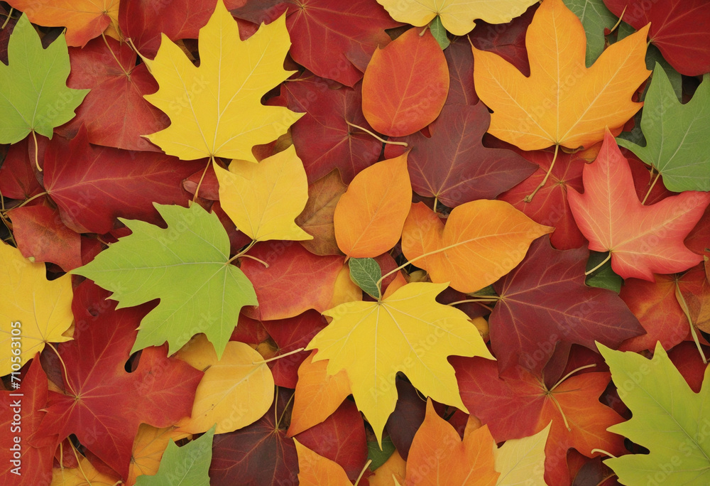 Autumn leaves vibrant backdrop, a variety of colorful fall foliage