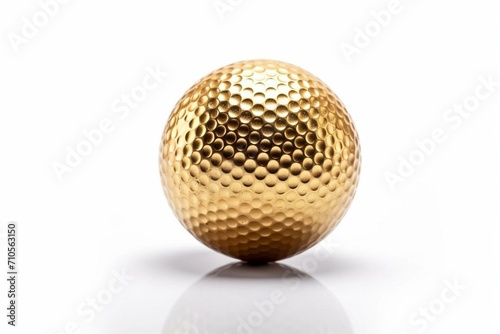 isolated golden golf ball on white background. Generative AI
