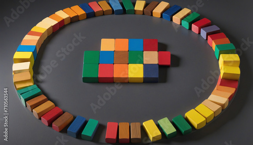 Circle of Colorful Blocks in Unity