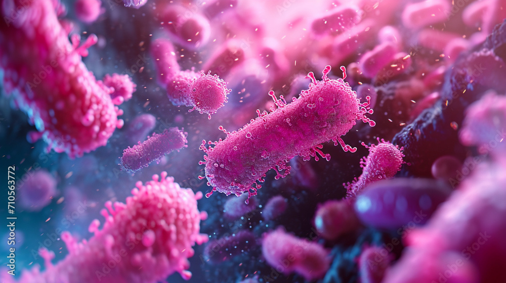 An abstract scene of antibiotics infiltrating a bacterial colony. An abstract scene of antibiotics infiltrating a bacterial colony.