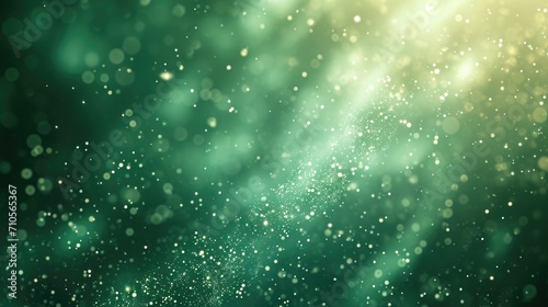 Emerald and ivory magical abstract background with floating particles © furyon