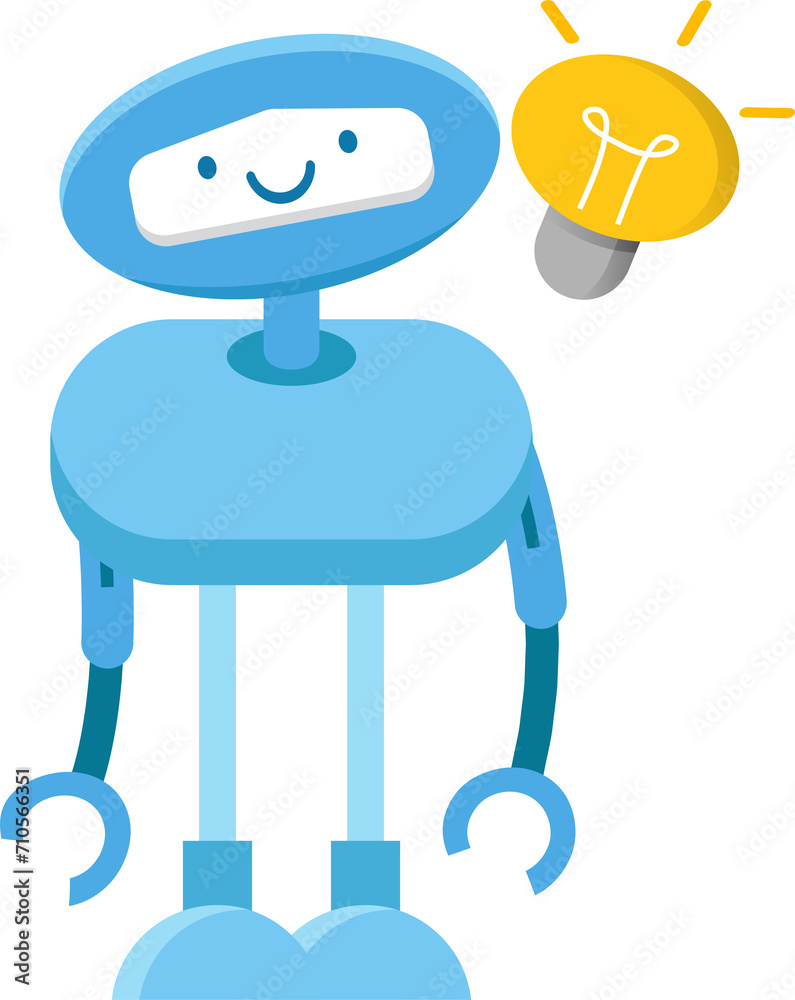 Robot Character and Light Bulb
