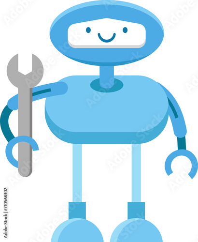 Robot Character Holding Wrench 