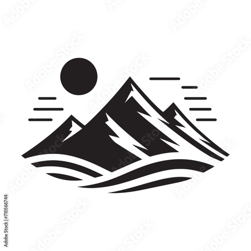 Majestic Ridges Explored: Delving into the Beauty of Mountains Silhouette Stock for Nature Lovers - Nature Silhouette - Mountains Vector
