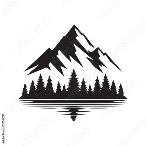 Rugged Elegance Rediscovered: Mountains Silhouette Stock Capturing the Essence of Nature - Nature Silhouette - Mountains Vector
