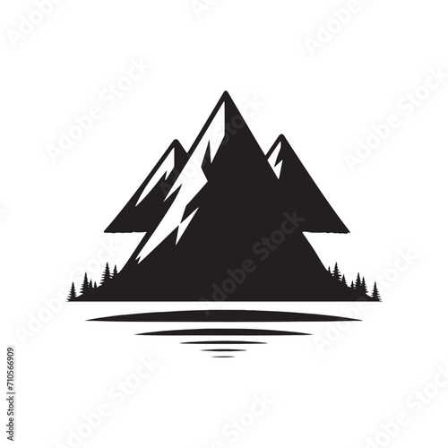 Alpine Beauty in Silhouette: Nature's Harmony Captured in Mountains Silhouette Stock - Nature Silhouette - Mountains Vector

