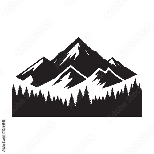 Rhythmic Shadows Revealed: A Meticulously Crafted Collection of Mountains Silhouette Stock Imagery for Nature Enthusiasts - Nature Silhouette - Mountains Vector
