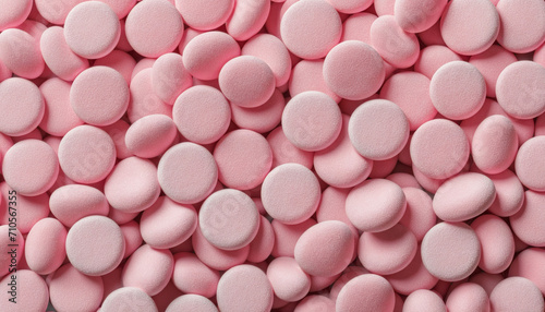 Colorful pink pills for anxiety, depression, and migraine treatment