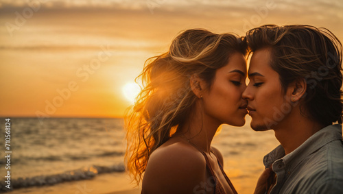 couple on the beach at sunset © The A.I Studio