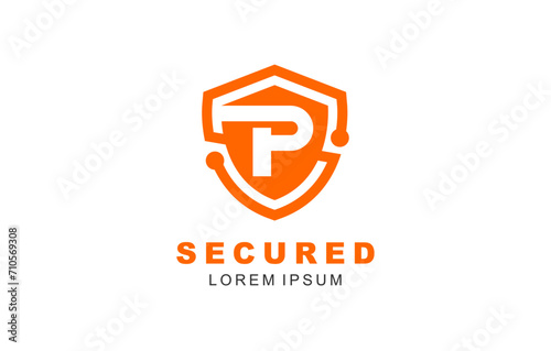 P Letter Shield logo template for symbol of business identity