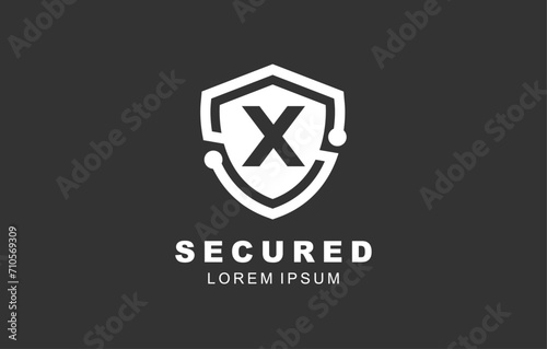X Letter Shield logo template for symbol of business identity