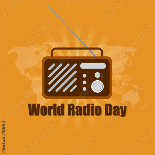 Vector illustration of World Radio Day social media feed template