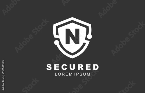 N Letter Shield logo template for symbol of business identity photo