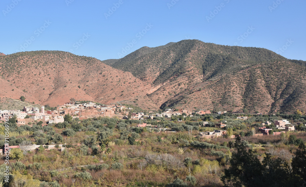 High Atlas Mountains View with Berber Settlements in Foreground