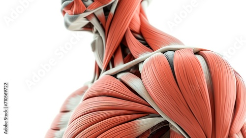 3D illustration Original human close up Chest Arm Muscles (Biceps, Triceps, Brachialis) isolated on white background photo