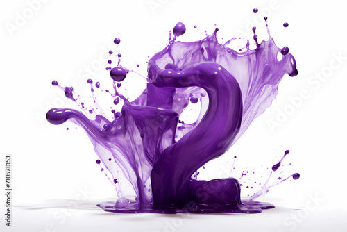 Paint splash number 2 in purple on a white background