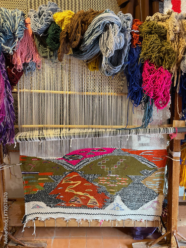 Traditional Berber Carpet Weaving Loom in Morocco