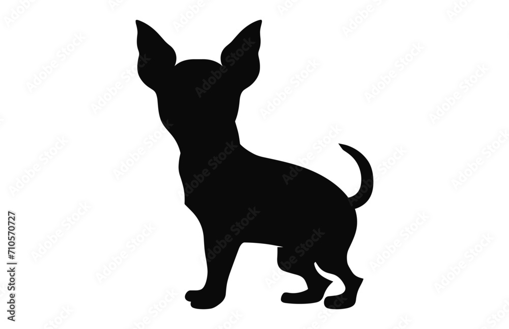 A Chihuahua Dog vector black Silhouette isolated on a white background