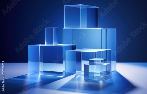 Group of Glass Blocks on Table