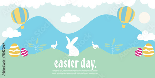 hand drawn horizontal easter day banner. Easter day  For postcard  website  advertising banner.