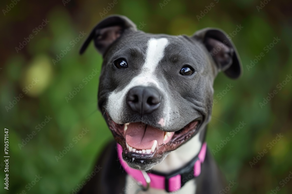 Black and White Dog With Pink Collar