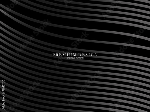 Abstract futuristic dark black background with waving design. Realistic 3d wallpaper with luxurious flowing lines. Elegant background for posters, websites, brochures, cards, banners, apps etc.	