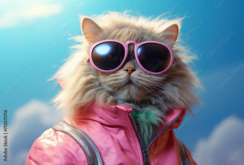 Cat in Sunglasses and Pink Jacket