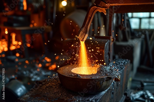 Casting of liquid iron. Molten Mastery. Iron casting. Liquid Metal