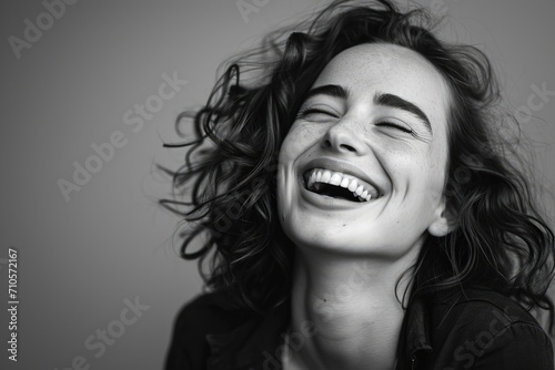 Smiling Woman With Wind-blown Hair