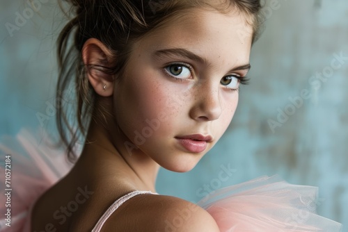 Young Girl Wearing Pink Tutu and Dress
