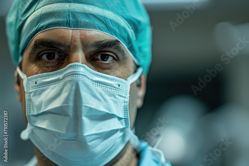 Man Wearing Surgical Mask and Scrubs