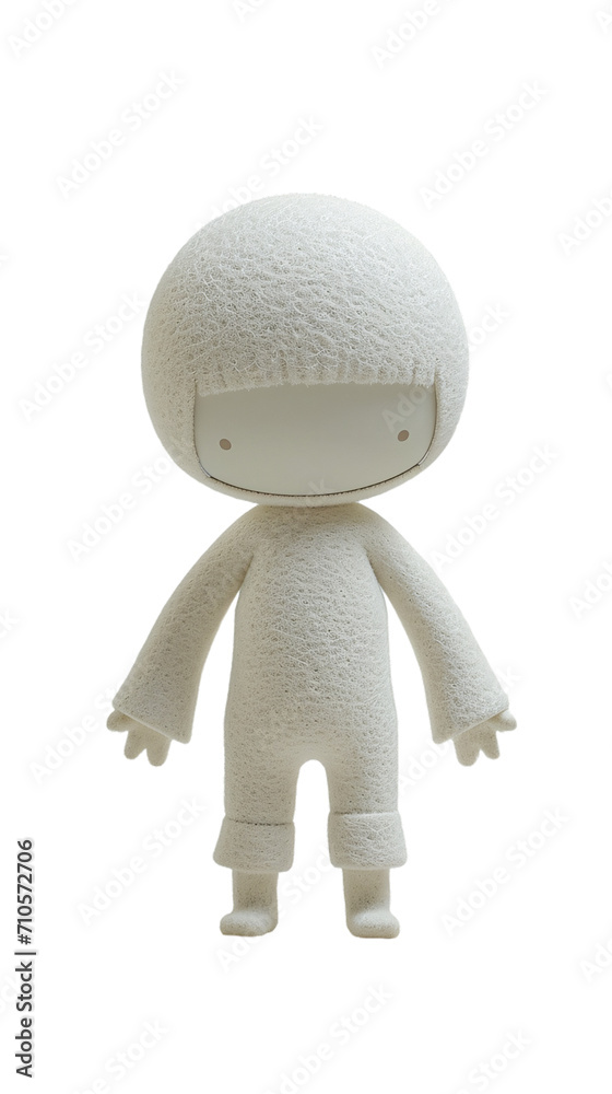 Minimalist, small figure made of wool, felt in the color white on a transparent background Minimalist, small figure made of wool, felt in the color white on a transparent background