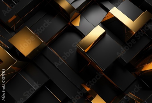 Black and Gold Squares and Rectangles Background