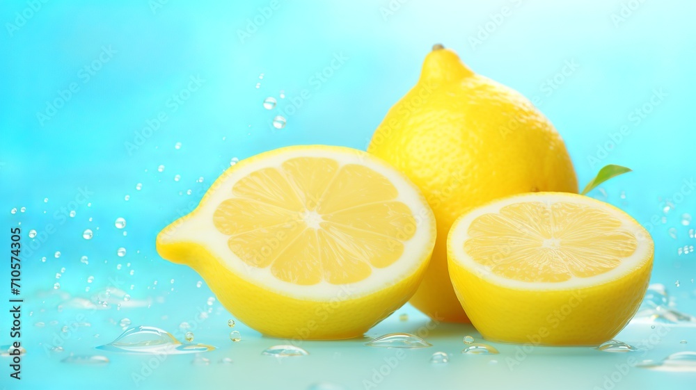 Lemons in water, mystical, abstract background.
Lemons in water, mystical, abstract background.
