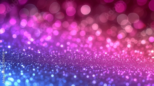 Vibrant pink and blue glitter background with soft bokeh lights