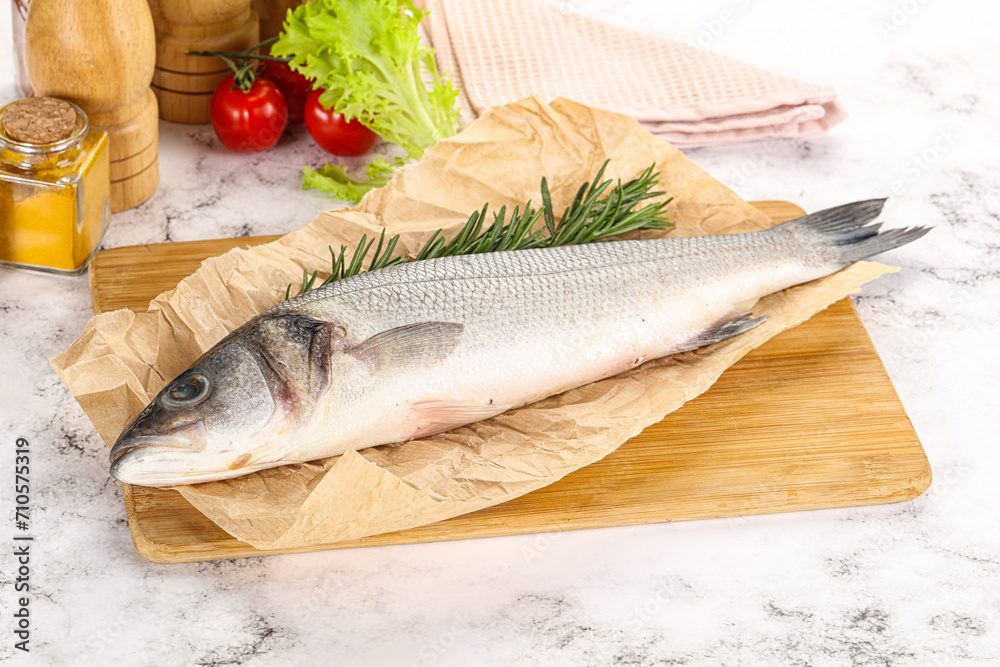Raw seabass fish for cooking